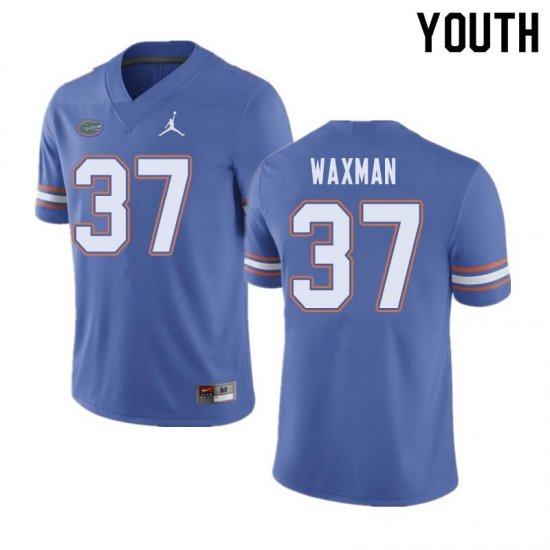 Youth Florida Gators #37 Tyler Waxman NCAA Jordan Brand Blue Authentic Stitched College Football Jersey VME3462DD